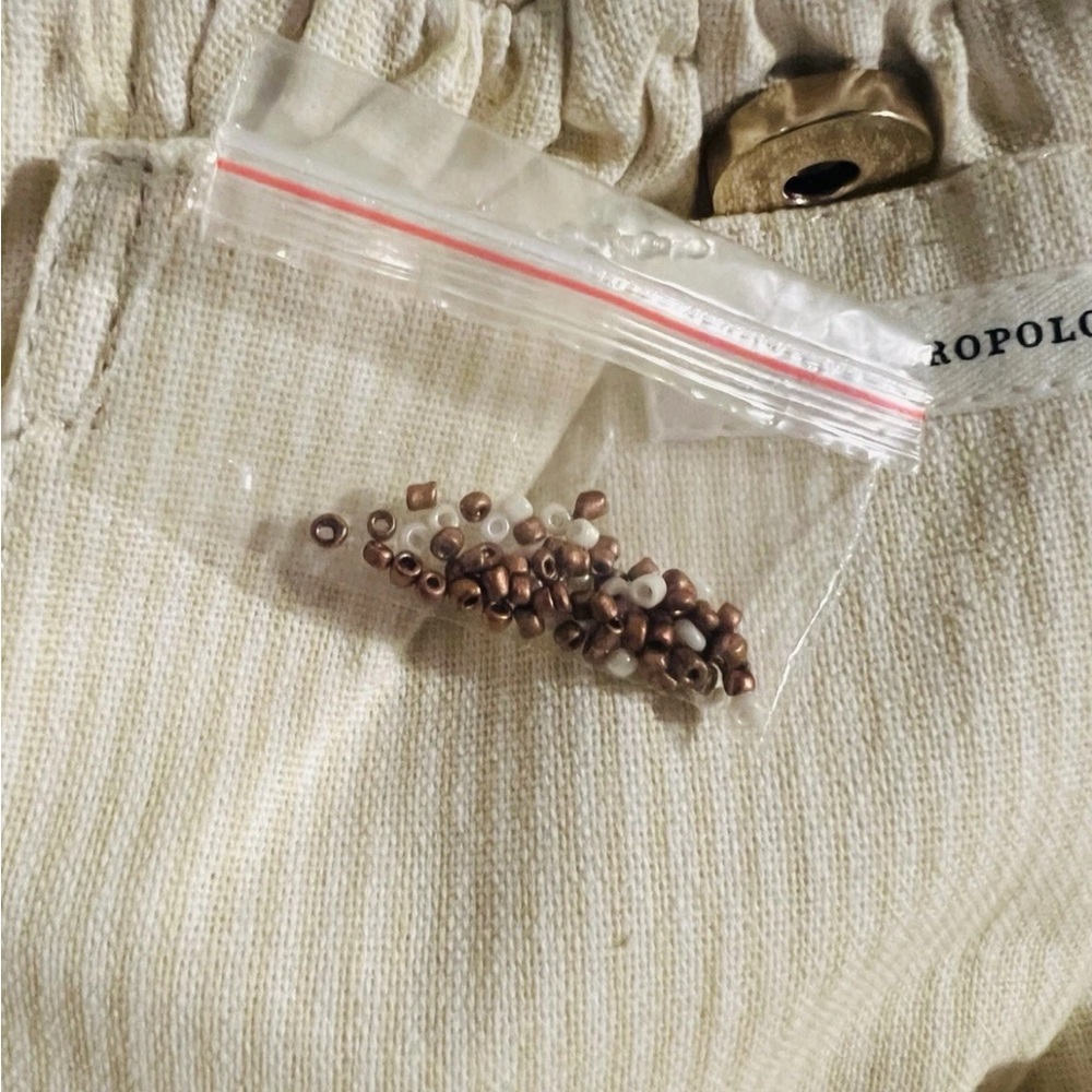 Anthropologie “Sunburst Meadow” Beaded Raffia Large Satchel Double Ring Handle - Picture 8 of 10
